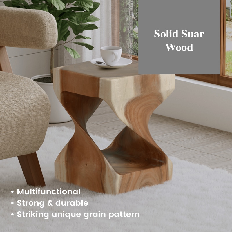 Shana Wood Stool Side Table